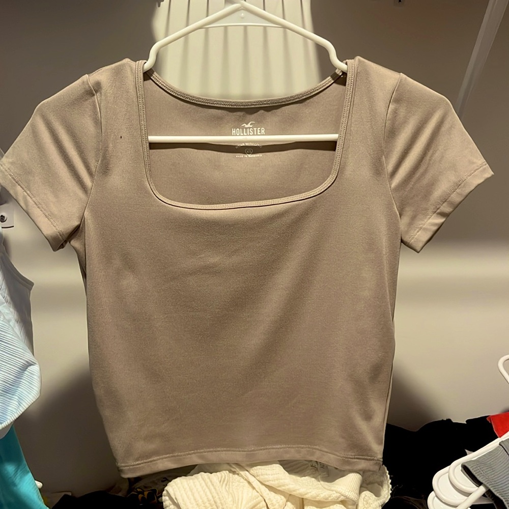 hollister beige square neck top